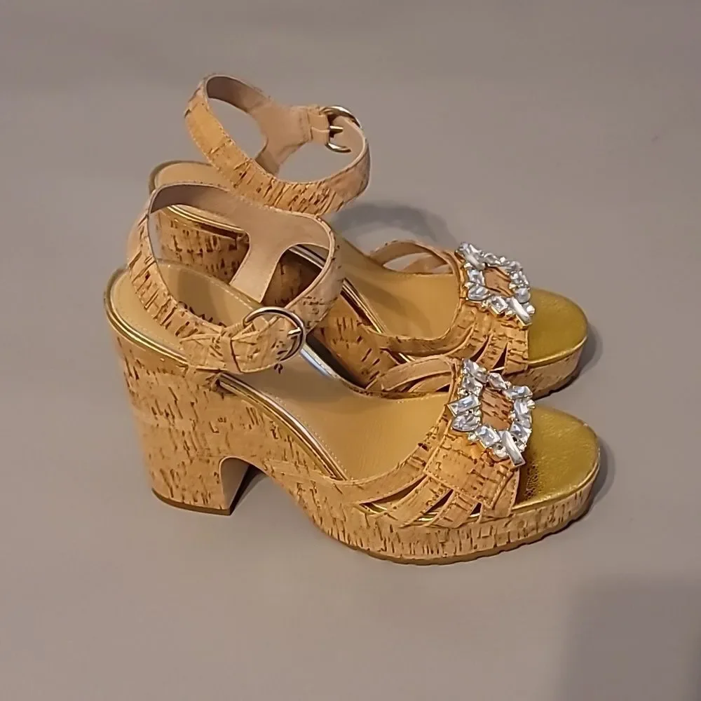 Donald J. Pliner Galatea Crystal Platform Wedge Sandals Size 10 M